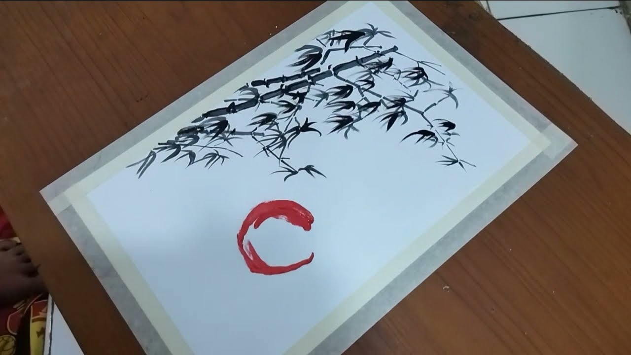 Easy draw a bamboo, painting japanese,. Lukisan untuk pemula/izzi#03