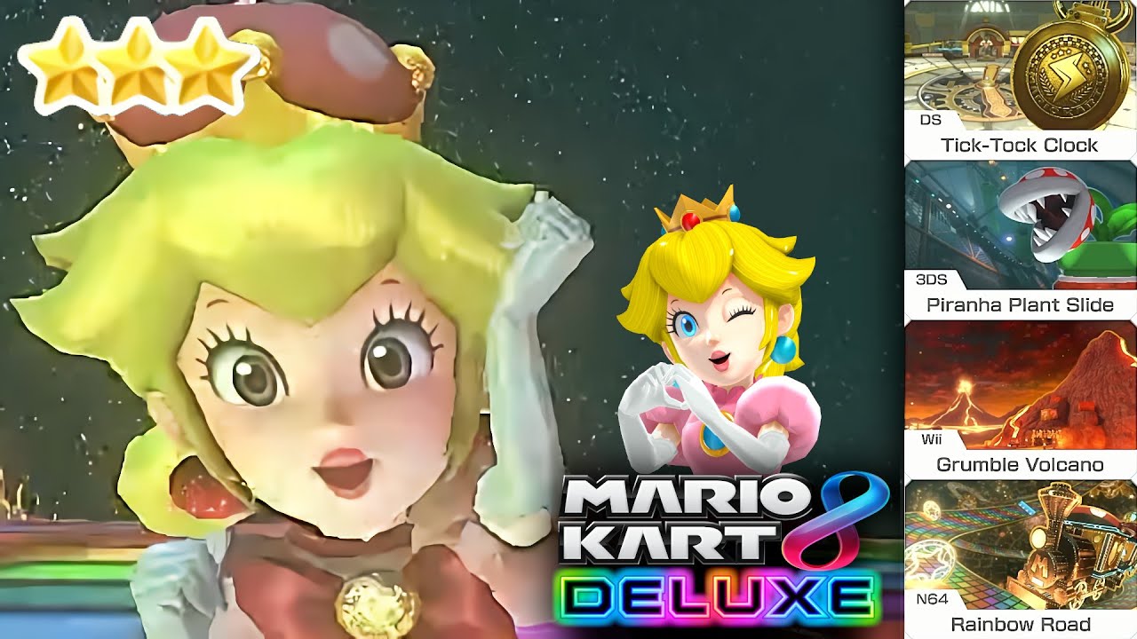 Mario Kart 8 Deluxe Peachette Gameplay Lightning Cup 3 Stars