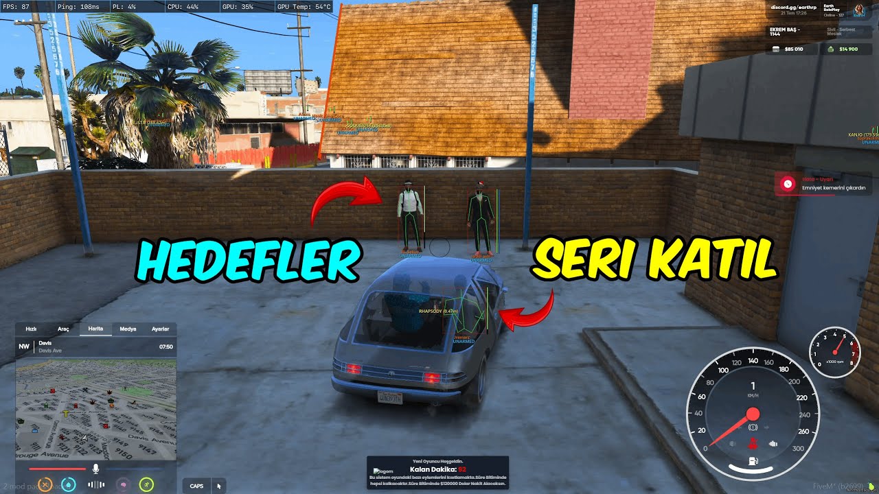 KENDİME SERİ KATİL TUTUM BÜTÜN SEHİRİ KESTİK (FİVEM HİLE TROLL)