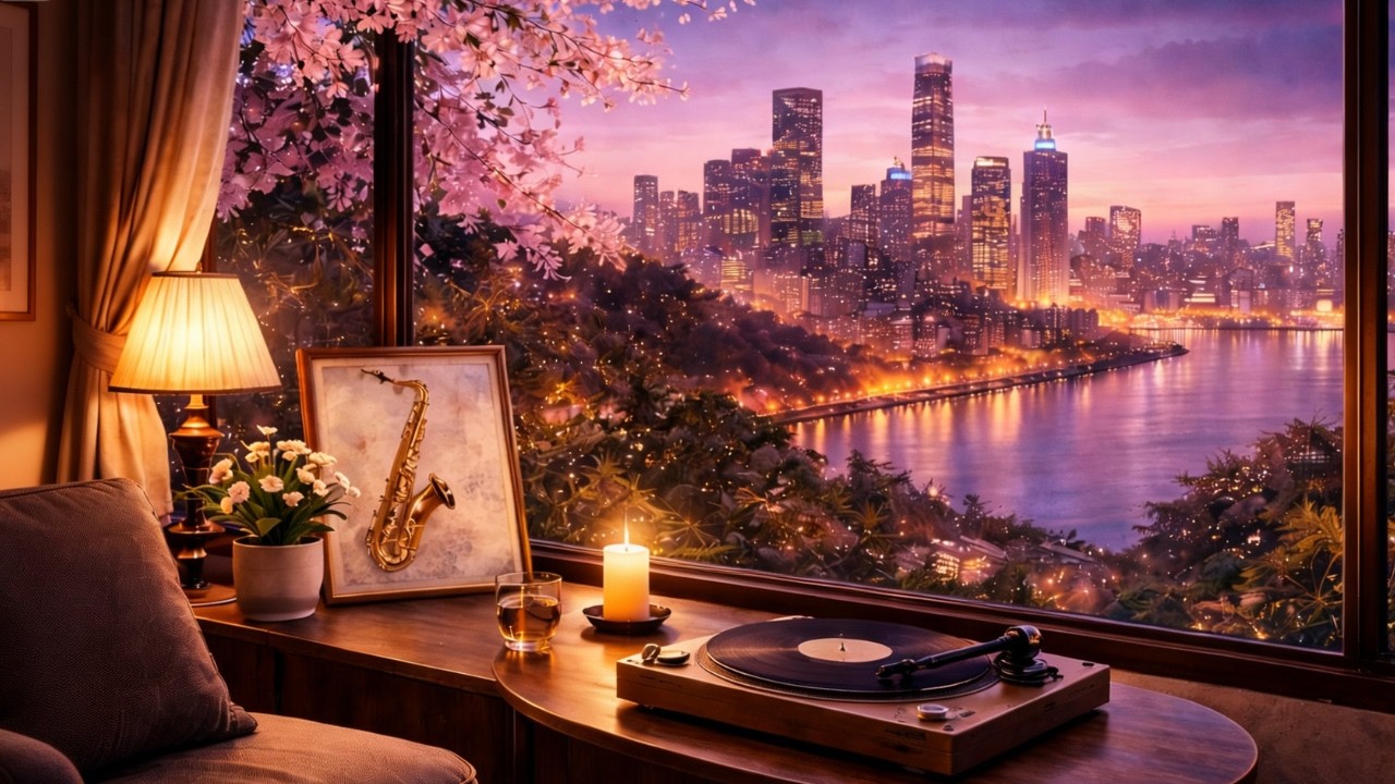 Relaxing Evening Jazz ☕ City Night Ambience ⭐