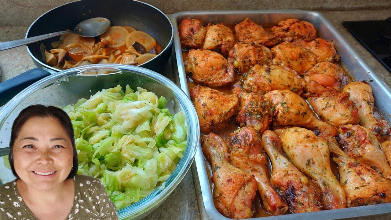 FIZ COXA E SOBRECOXA ASSADA PRA CONGELAR | SALADA DE REPOLHO A MODA ORIENTAL | NABO COZIDO COREANA