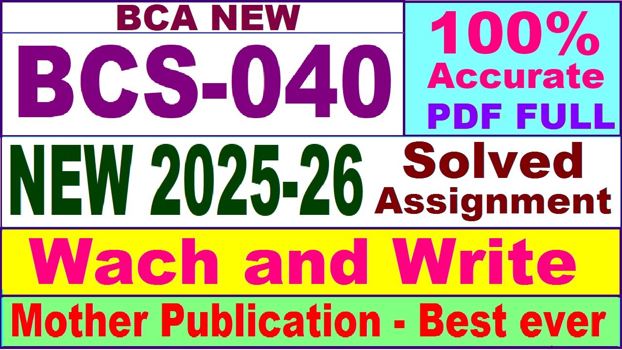 BCS 040 solved assignment 2025-26 in English || bcs 040 solved assignment 2026 || BCA bcs40