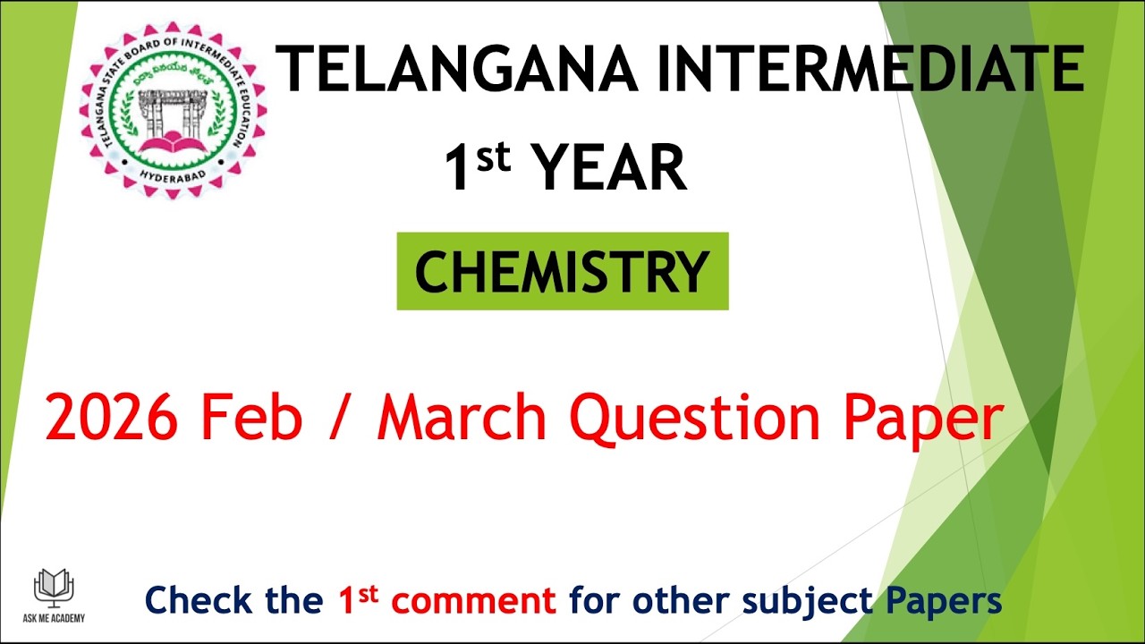 Telangana inter 1st Year Chemistry 2026 March Question Papers IPE TG TS Intermediate