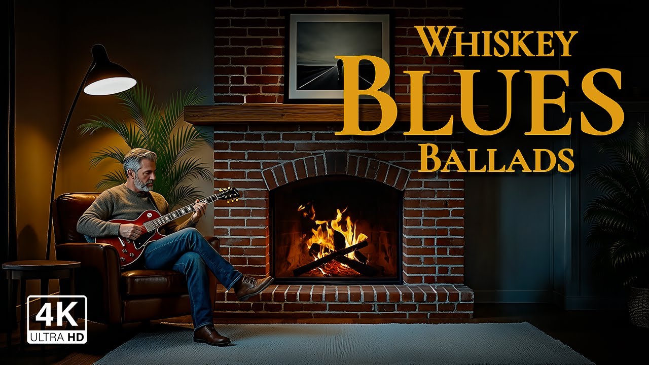 Whiskey Blues Ballads | Cozy Living Room Fireplace Blues | 12H LIVE