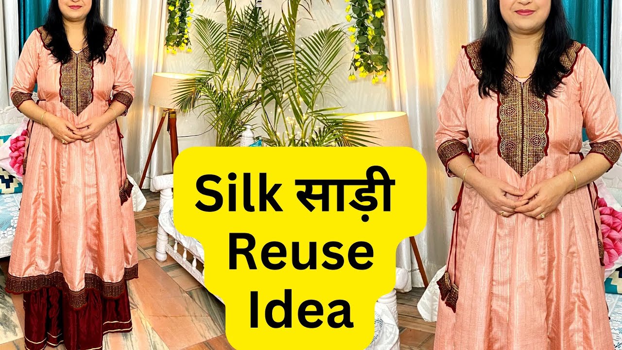 Anarkali kurti cutting Stitching Without joints|Saree Reuse Idea|Reuse Old Saree|Designer kurti|Diys