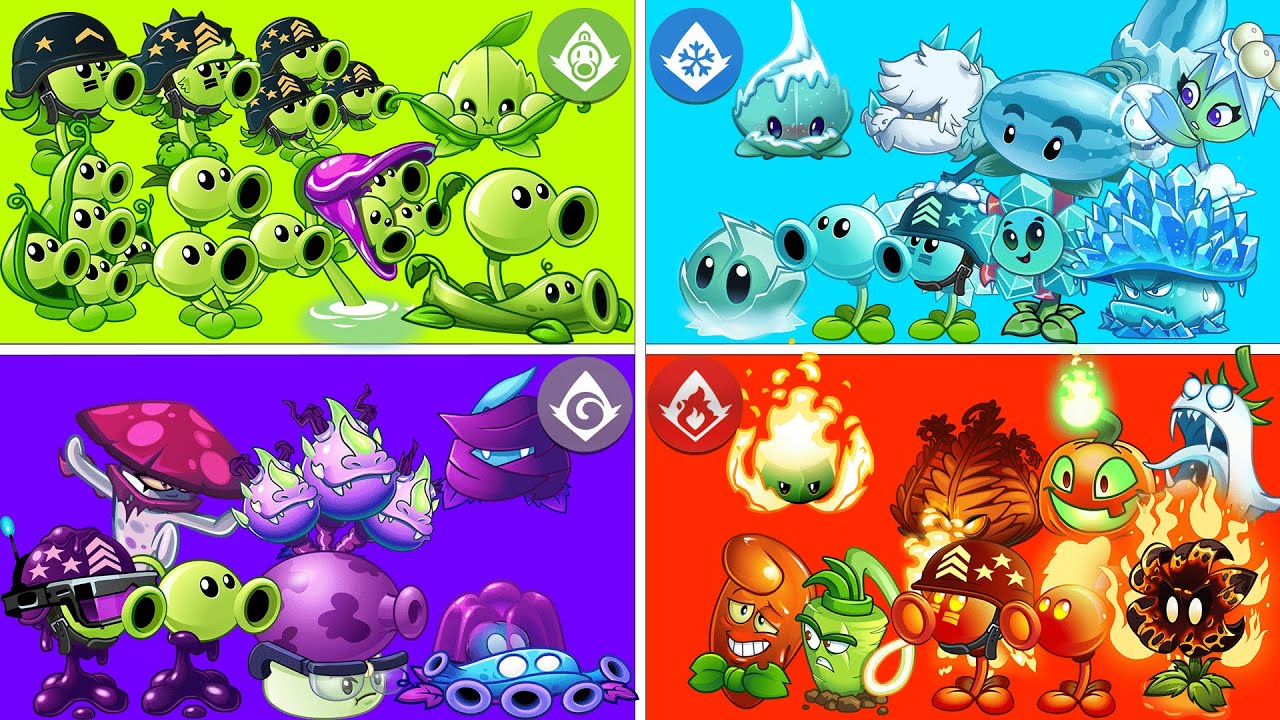 5 Team PEA x FIRE x ELECTRIC x ICE x POISON Battlez - Who Will Win - PvZ 2 Team Plant vs Team Plant