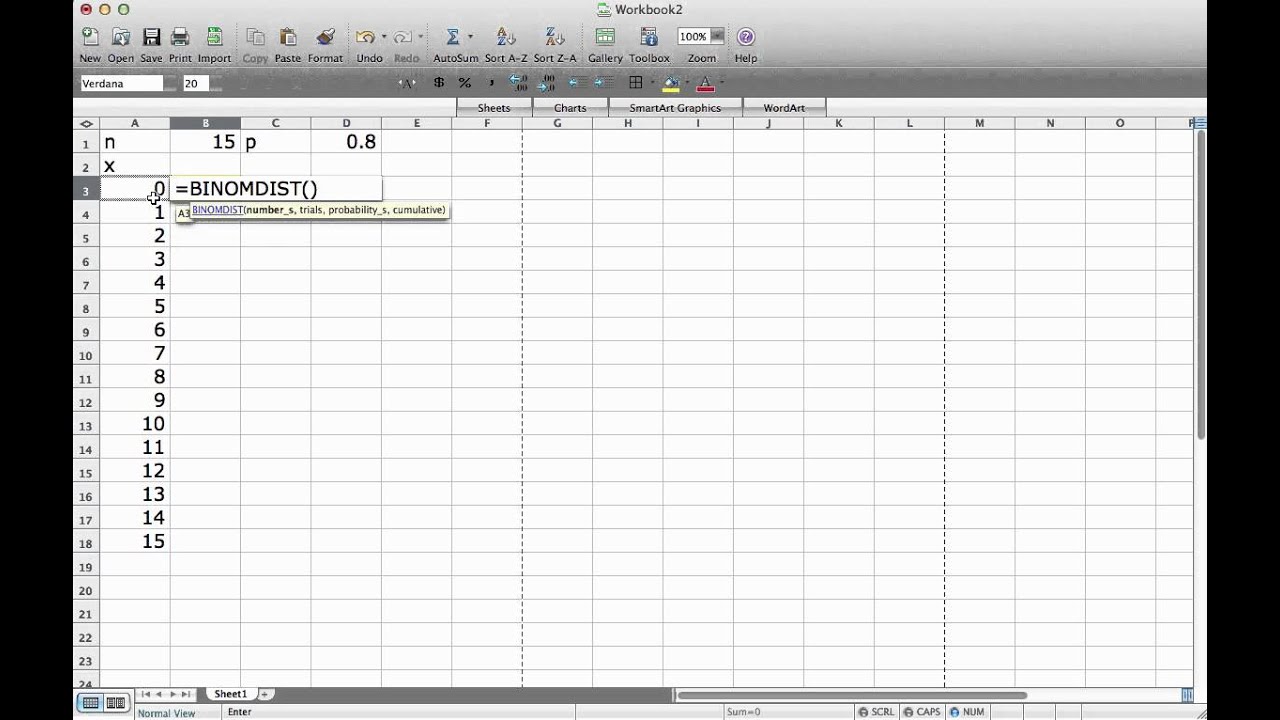 Computing the Binomial Distribution with Excel