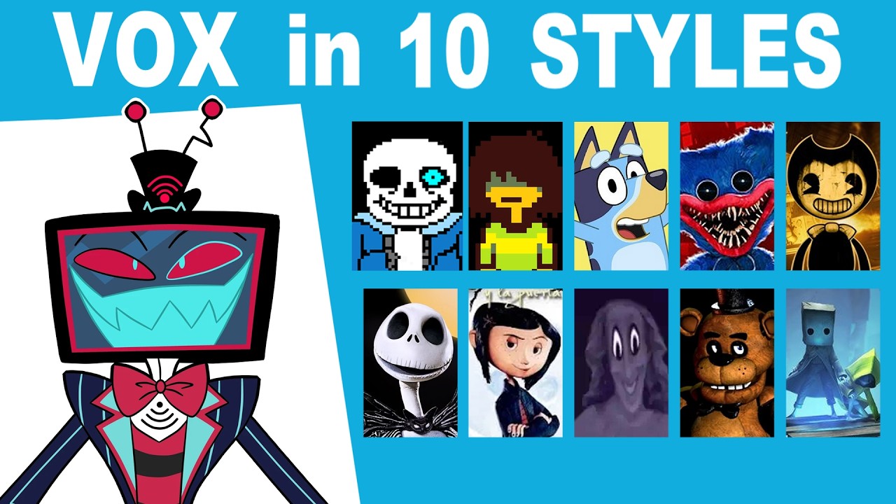 I tried drawing VOX in 10 different styles! - Hazbin Hotel