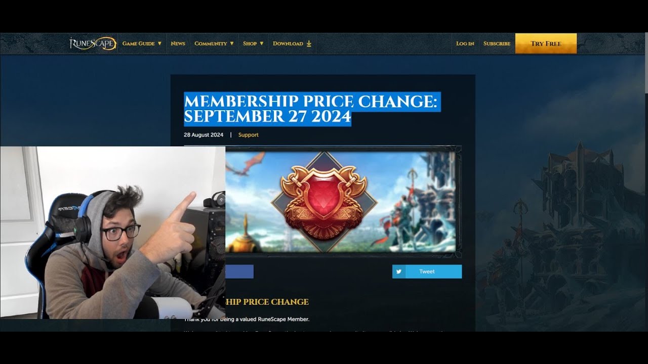 RuneScape Membership Price Change: September 27 2024! (NEWS)