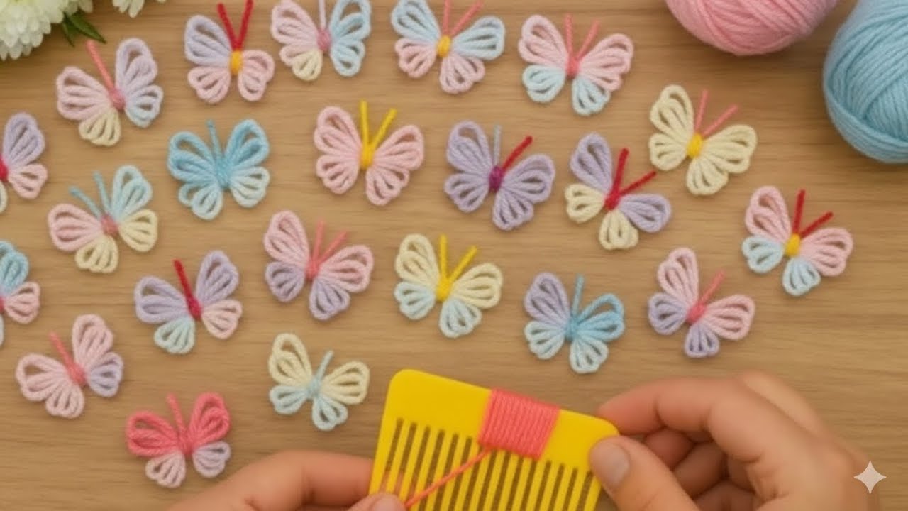 Genius Crochet Hack: Make a Butterfly Using a Comb!