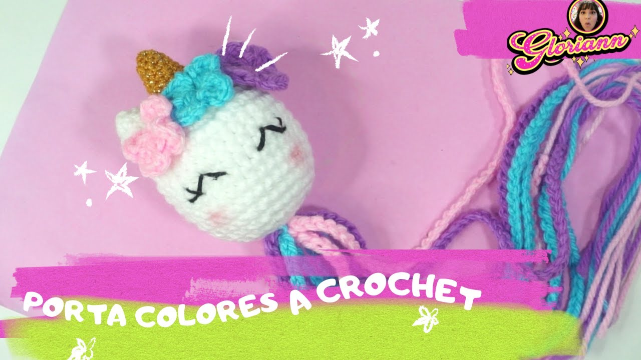 Porta colores de unicornio para este regreso a clases | Base para porta colores tejido a crochet