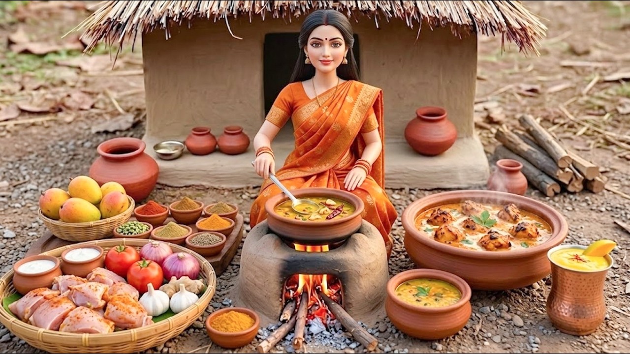 Mini Royal Chicken Tikka Masala ASMR | Indian Village Traditional Doll Cooking