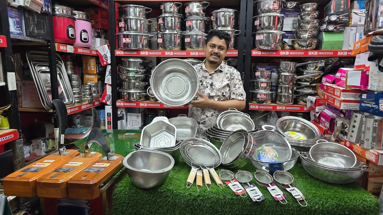 বেস্ট কোয়ালিটির চায়ের ছাকনি,আটা চালনি,চাল-নুডুলস- সবজি ধোয়ার জালি সহ ভাজকরা বটির দাম।