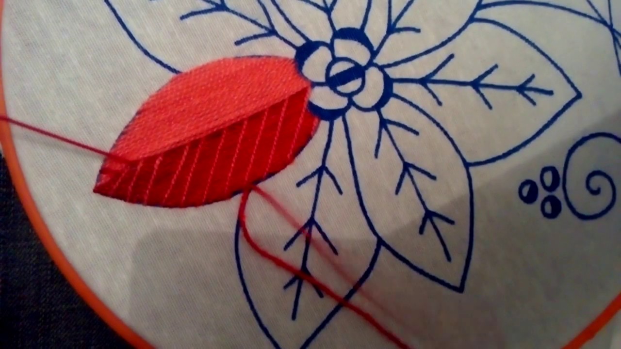 bordado de Noche buenas || hand embroidery poinsettia flower