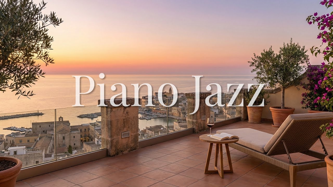 Balcony Jazz | Sunset by the Mediterranean Sea with Smooth Jazz for Relaxing Evenings
