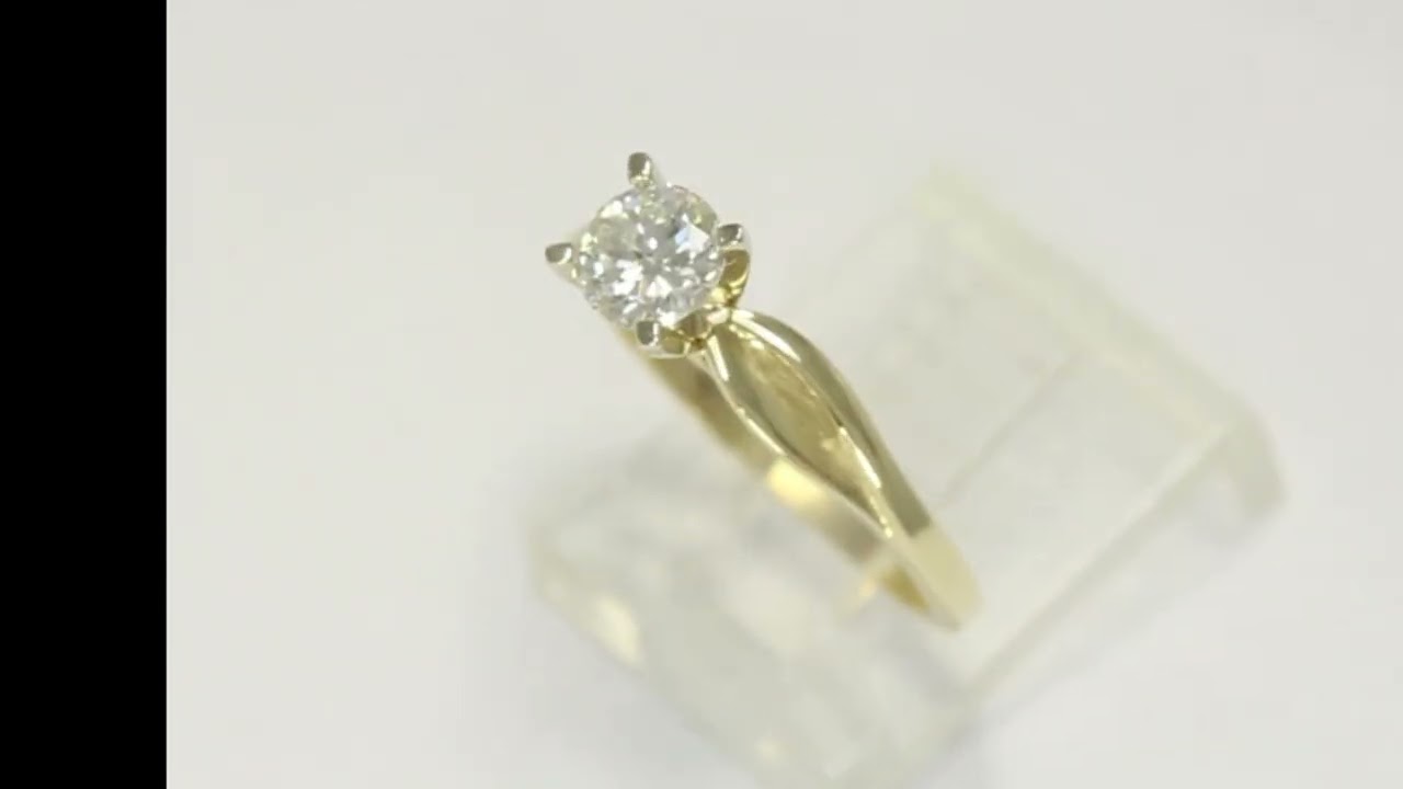 Natural Diamond Solitaire Engagement Ring .47CT 14K YG Round Brilliant Size 5.75 - 34614