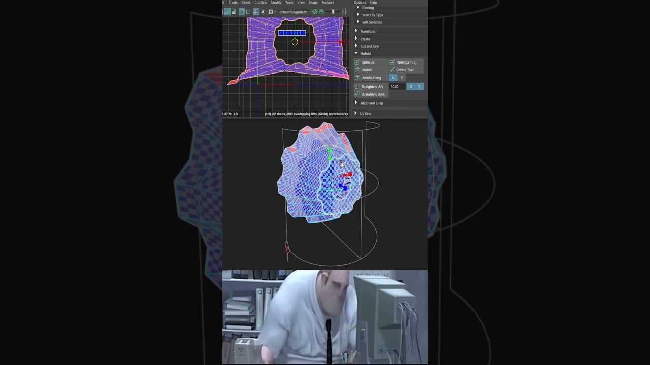 Noob vs Pro Artist: How to Straighten Curved UVs in Maya #mayatutorial #modelingtips #shorts