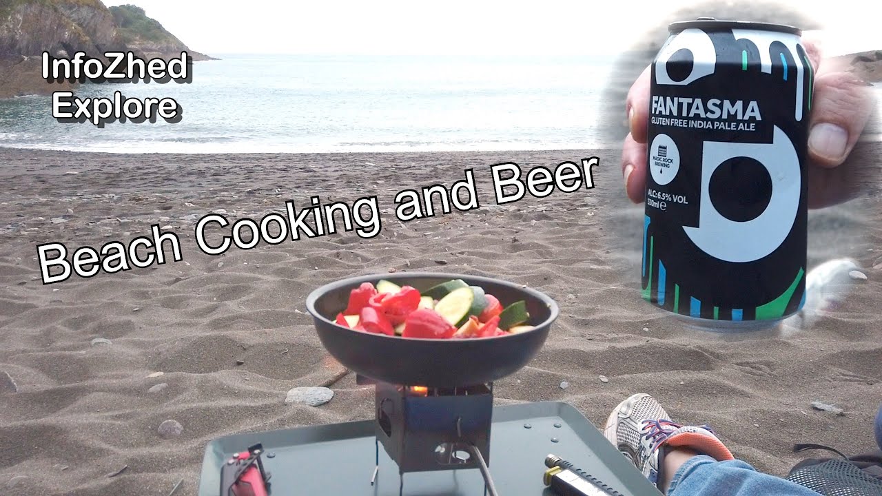 Beach Cooking with Firebox Gas Burner and Fine Beer (Was getting a little tipsy on 6.5% beer lol)