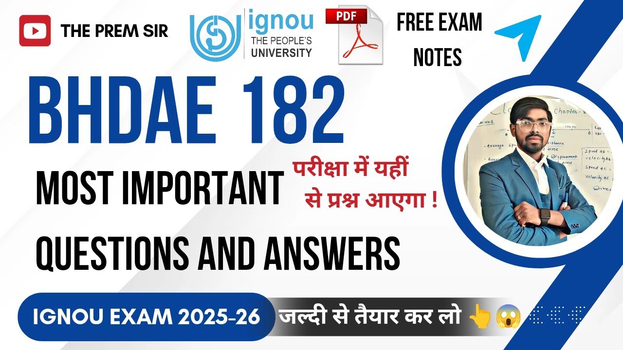 BHDAE 182 | हिन्दी भाषा और सम्प्रेषण | Bhdae 182 Most Important Question and Answer | @ThePremSir 