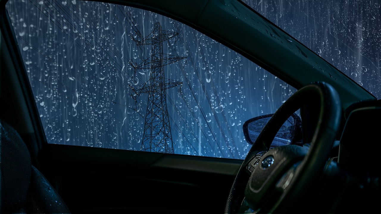 Heavy Rain from a Stationary Car Window - Cozy Sounds for Sleeping, Total Relaxation