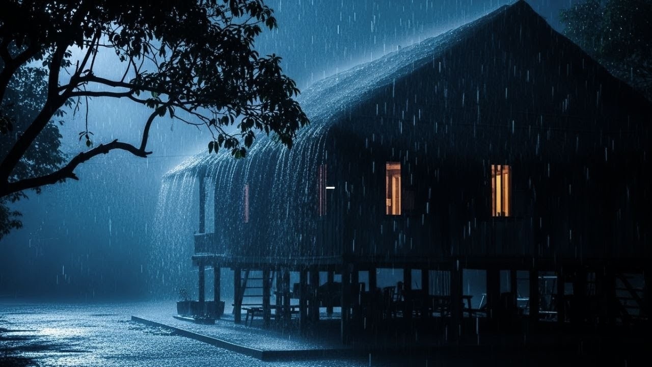 Heavy Rain Sounds on Tin Roof for Deep Sleep – No Ads, Black Screen