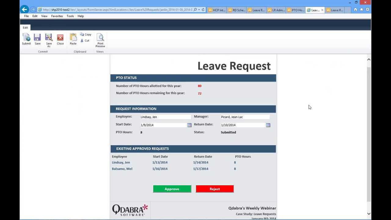 InfoPath: SharePoint Leave Request Forms: Jan 9, 2014 Webinar