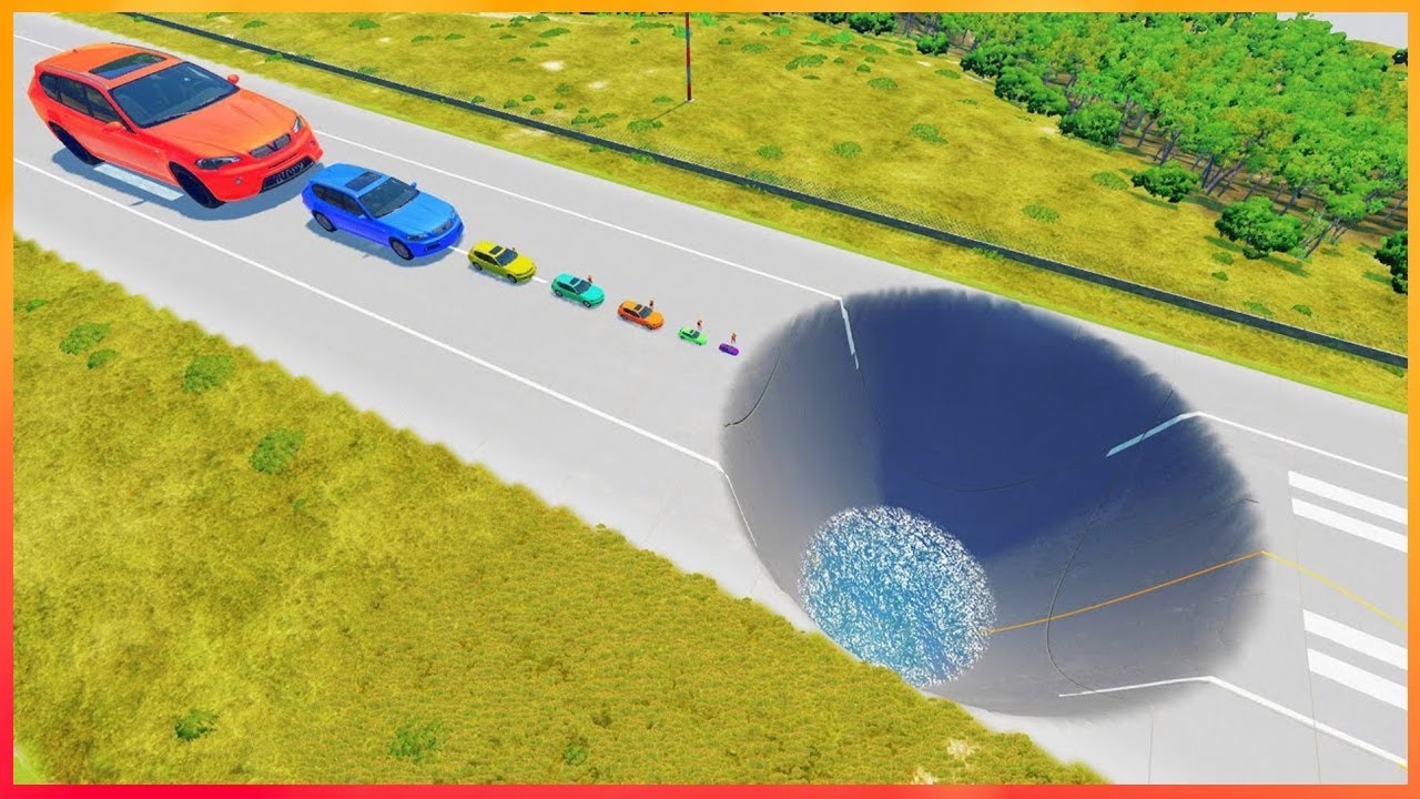 Carros Pequenos e Grandes Vs Buraco Gigante 🕳🚚- BeamNG.Drive