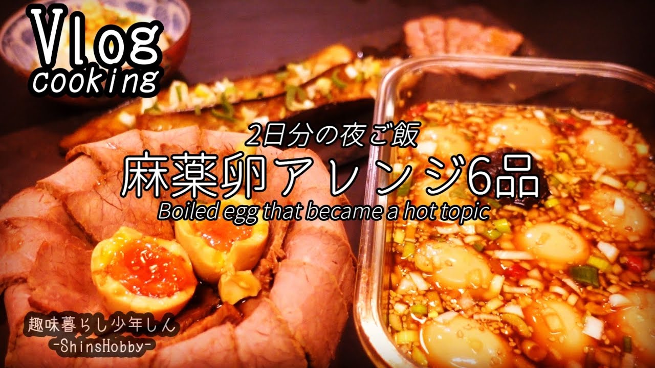 【一人暮らしの料理】話題の麻薬卵（煮卵）を使った２日間の夜ご飯|タレアレンジレシピ６品（Cooking）