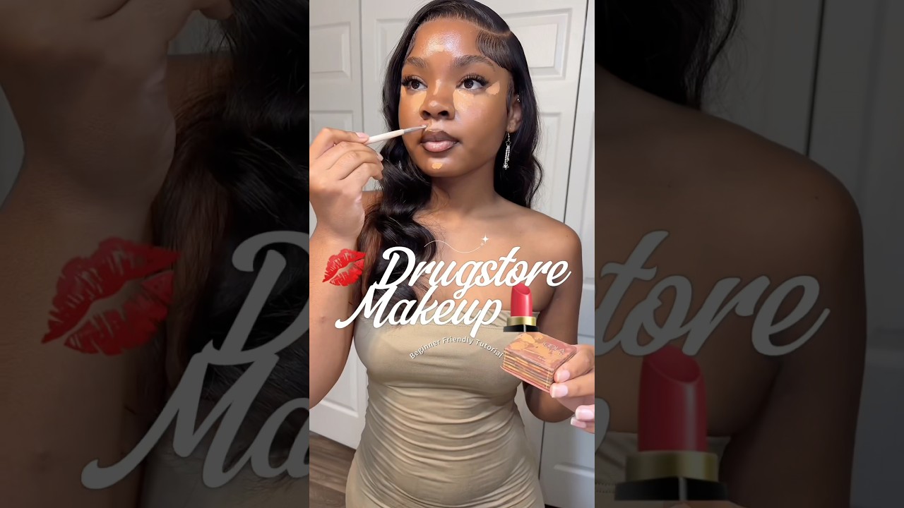 EASY drugstore makeup tutorial x beginner friendly💄 #makeuptutorial #blackgirlmakeupvideos #makeup