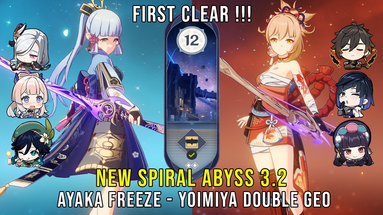 NEW ABYSS 3.2 - C0 Ayaka Freeze and C0 Yoimiya Double Geo - Genshin Impact - Floor 12 9 Stars