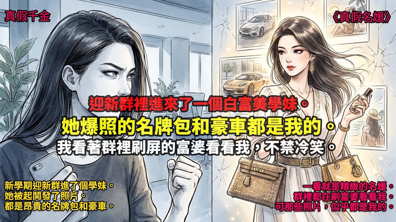 新學期開學前，迎新群里進來了一個，白富美，學妹。 在眾人的起哄下，學妹終于爆照了。 國內很難買到的名牌包，昂貴的化妝品，豪車，度假，一看就是精致的名媛生活 #真假千金 #一口气看完 #小说 #故事
