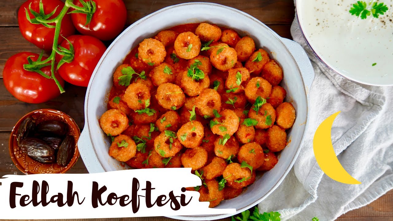 Fellah Köftesi Rezept / Vegetarische türkische Köfte mit Tomatensoße und Joghurt / Ramadan Rezept