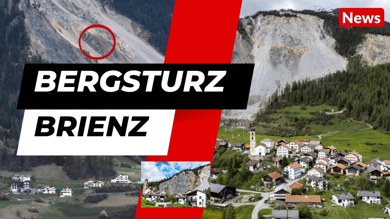Оползень в Brienz GR Швейцария - массивные сумасшедшие камнепады оползень