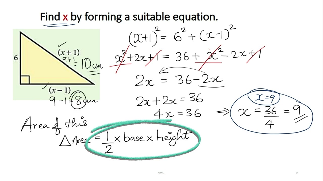 Forming Equations in Right Triangles & Solving them for the missing variables #igcsemath