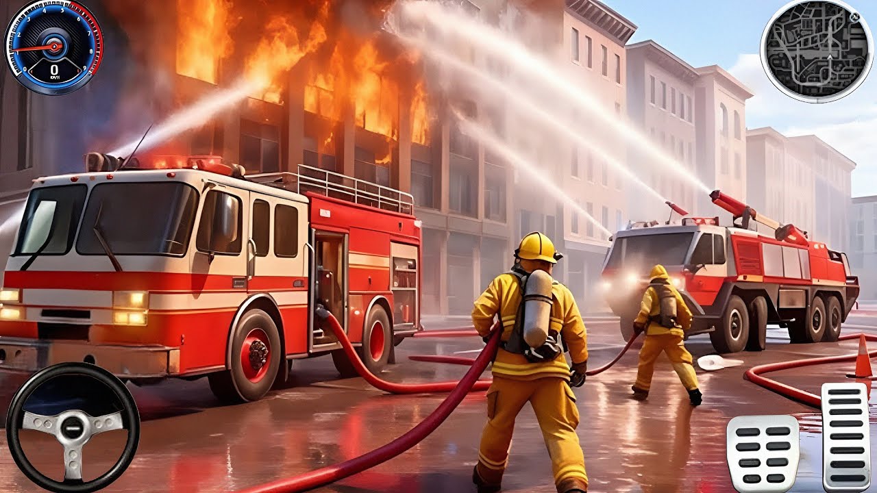 Fire Truck City Rescue Simulator -911Us Emergency Fire Truck Driving 3D 2025-All-day-gameplay