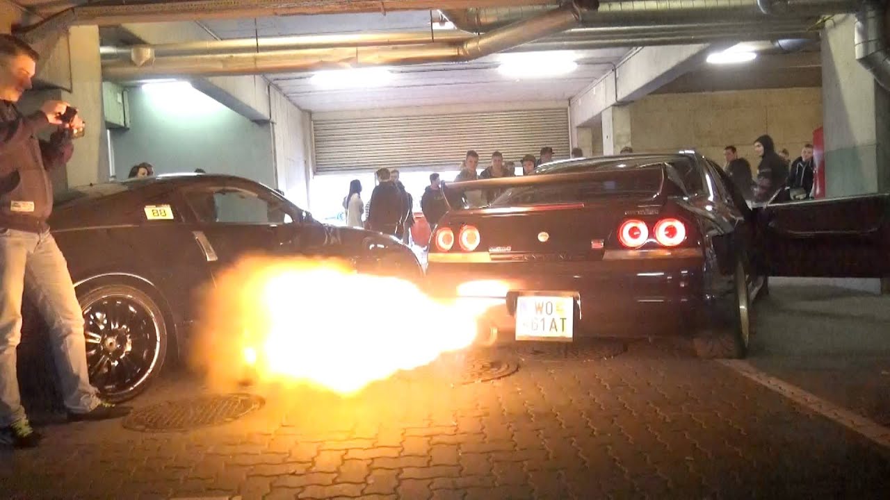 JDM Car Meet in Austria - 2JZ Supra Anti Lag FLAMES, Supercharged LS2 Corvette Burnout & much more!