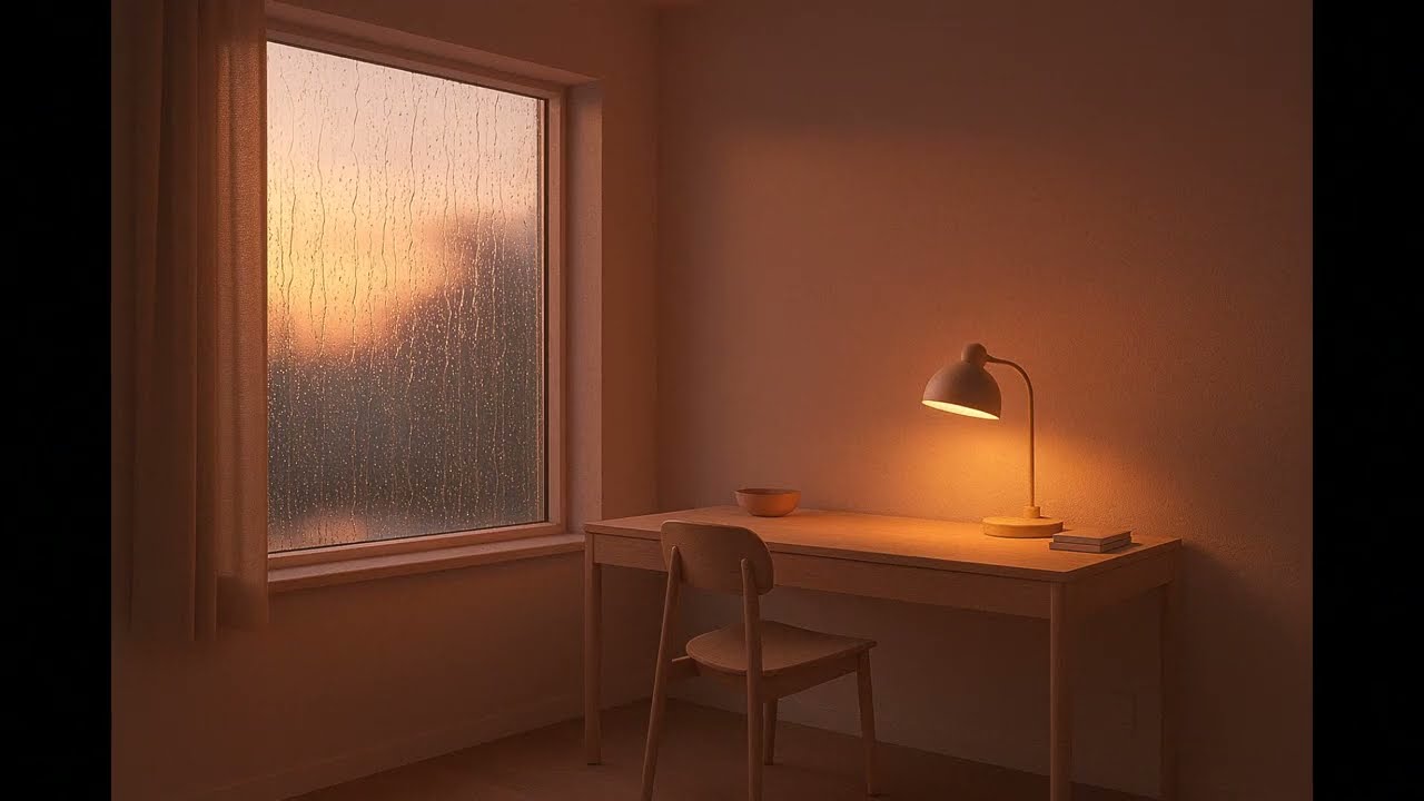1 HOUR MINIMALIST STUDY ✍️ Rain on Window + Empty Desk Ambiance