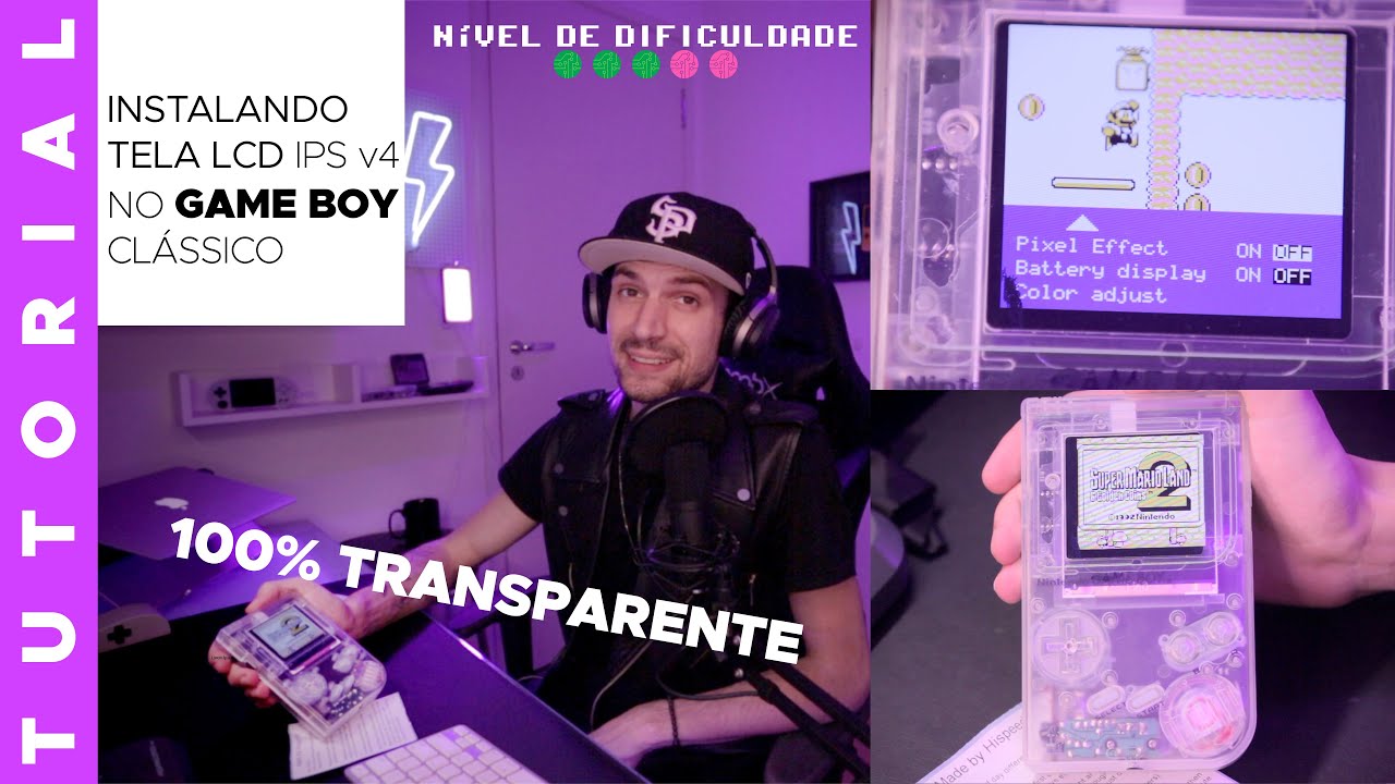 GAME BOY DMG com a nova tela LCD v4 do AliExpress