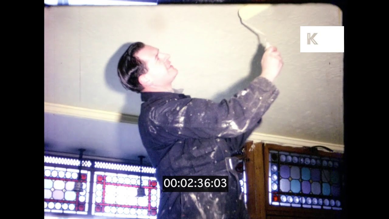1960s UK, Painting and Decorating, DIY, Shop Fitting in Stockton, 16mm