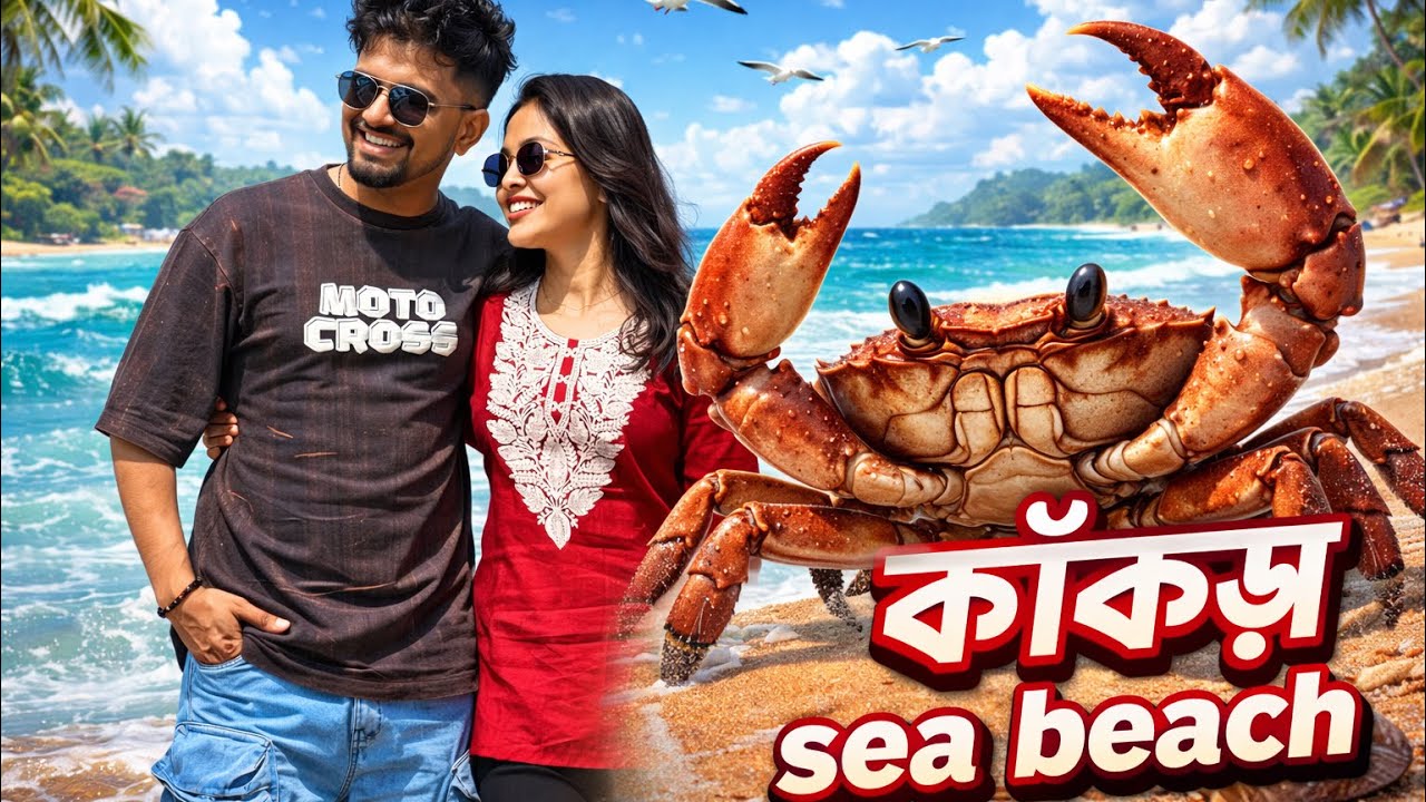 দীঘার লাল কাঁকড়া sea beach🦞🦀🦀 #digha #dighaseabeach