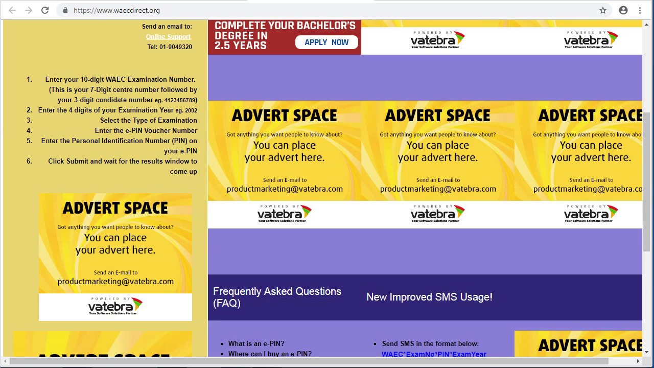WAEC RESULT CHECKER ONLINE......