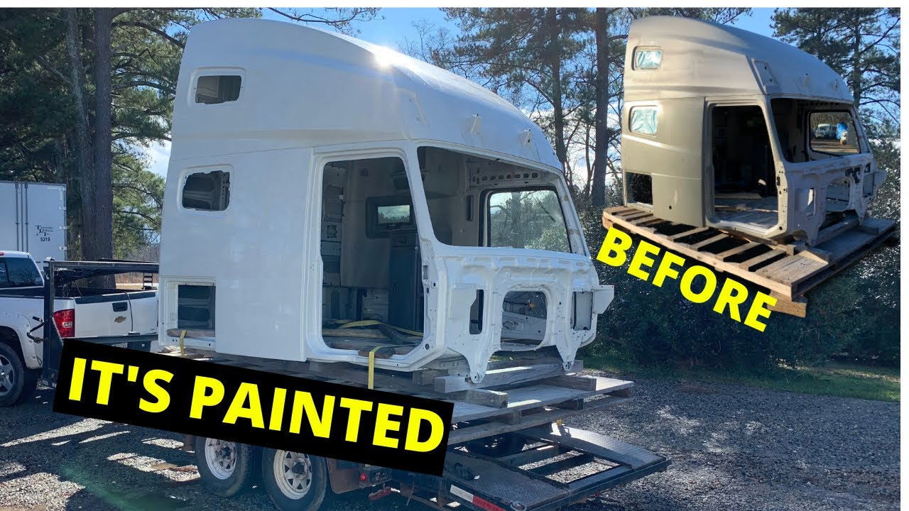 Painting a Salvaged Cab for 2018 Volvo VNL Semi Truck Part 3