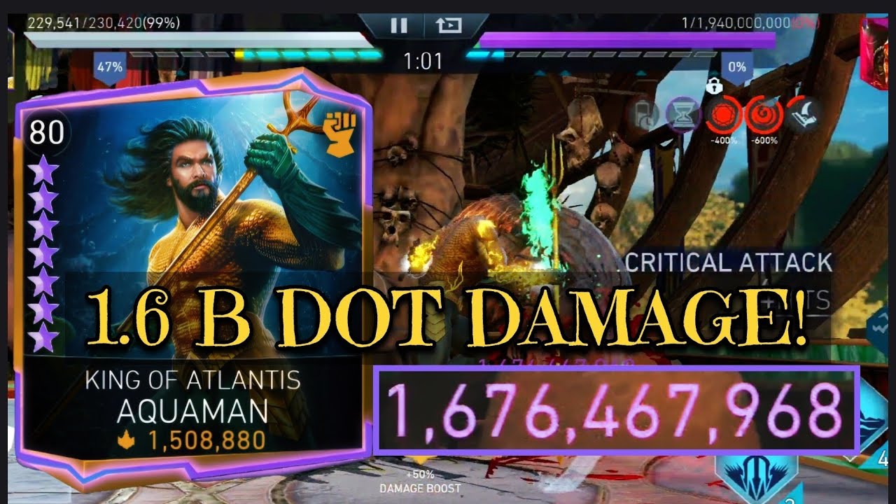 1.6 BILLION DOT DAMAGE!🔥 King Of Atlantis AQUAMAN H7 Rise Of Krypton Solo Raid in Injustice 2 Mobile