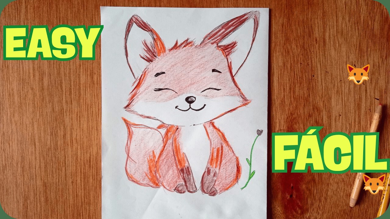 How to draw a Cute Fox 🦊 Cómo dibujar un zorrito tierno (Step by Step)