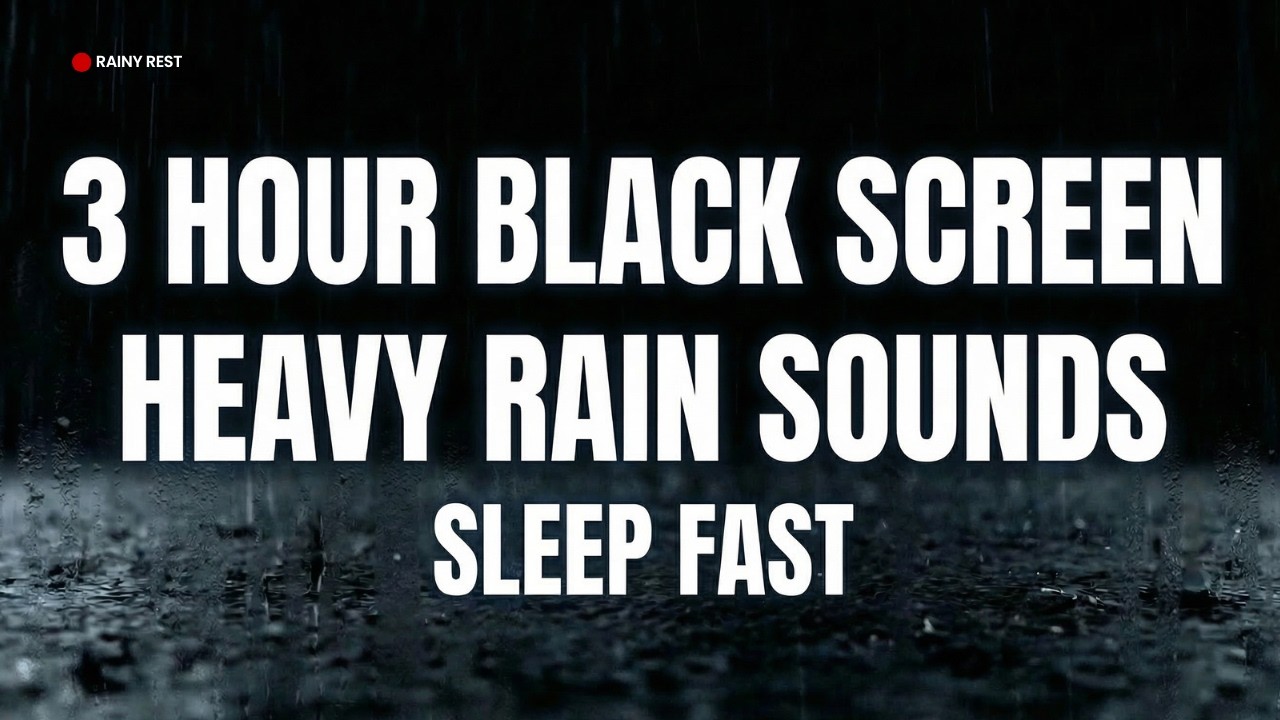 3 Hours Black Screen Heavy Rain 🌧️ | Fall Asleep Fast & Sleep Deep 😴