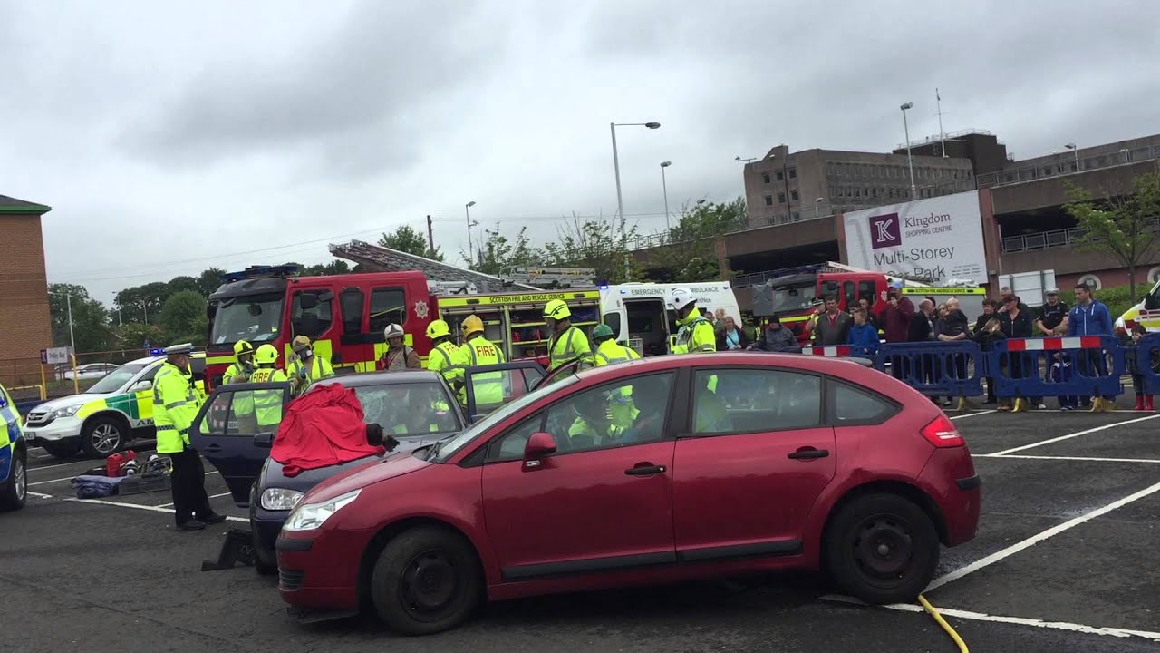 RTC DEMO WITH SCOTTISH FIRE AND RESUCE SCOTTISH AMBULANCE SERVICE AND POLICE SCOTLAND