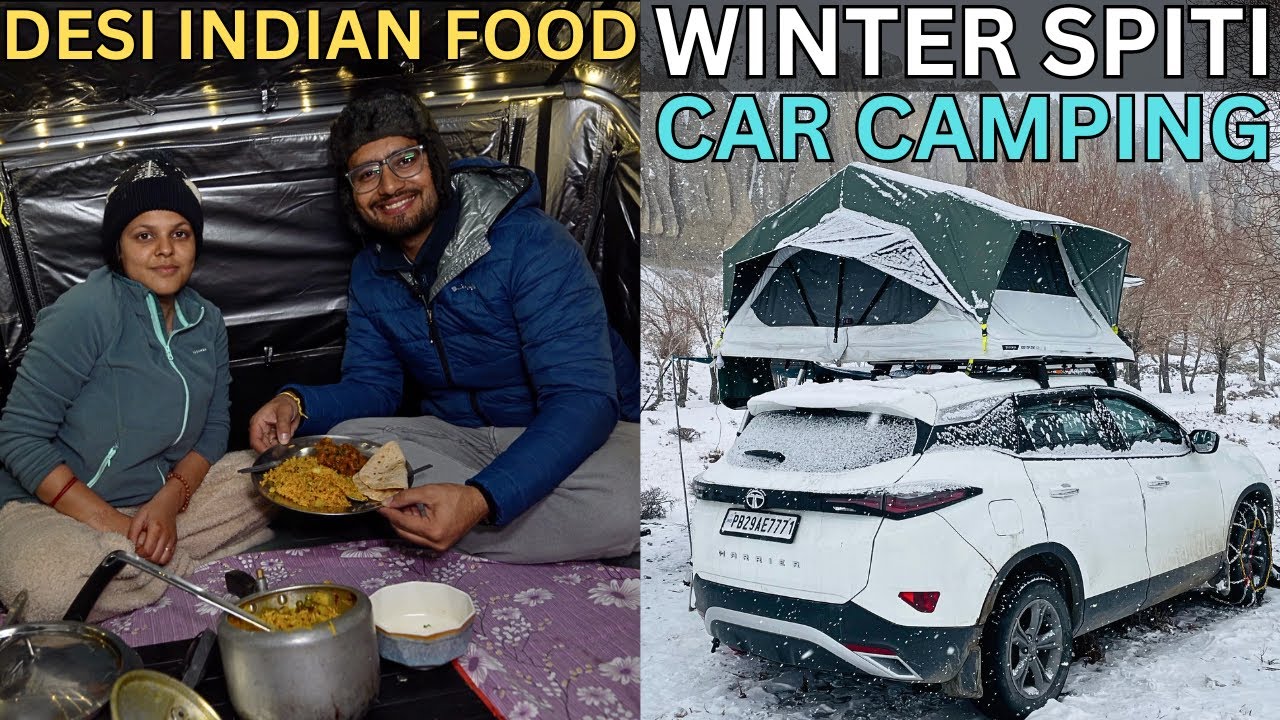 Winter camping with Desi Indian Food in Rooftop tent⎜TATA HARRIER ⎜car camping⎜@Himachalifamily5