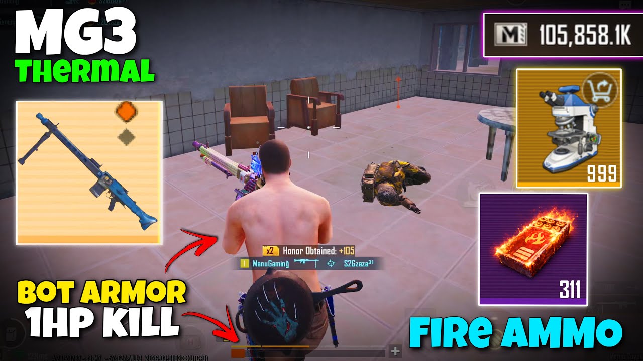 1Hp Level 6 Enemies Kill With Fire Ammo 🔥 - No Armor MG3 Only Solo vs Squad 🥵 | Pubg Metro Royale 