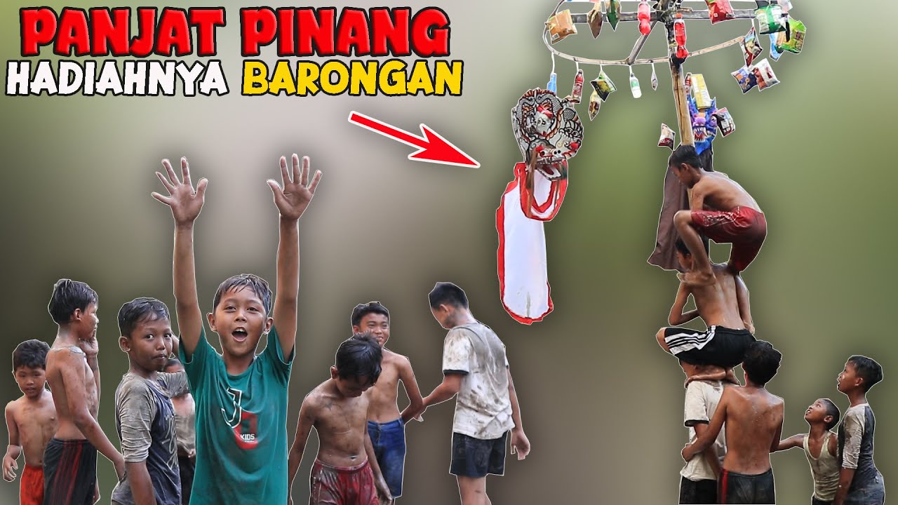 SaNdi IKUT PANJAT PINANG HADIAHNYA BARONGAN LOMBA PRAYAKAN  17SAN AGUSTUS HUT RI 77