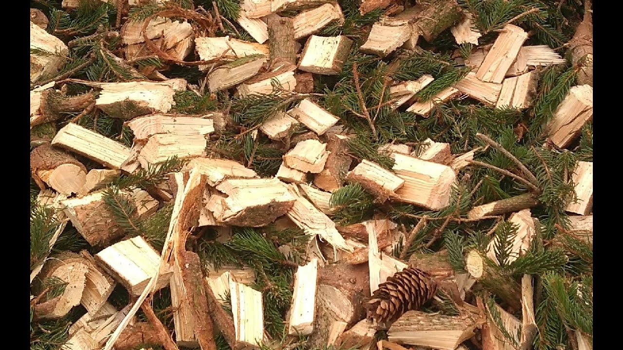 Drobilec lesa, Mletje smreke, Fichtenholz Schredder, Spruce wood chippers